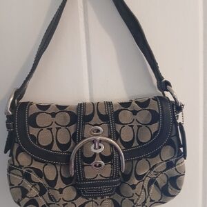 Coach Black and Grey Signature Shoulder Bag